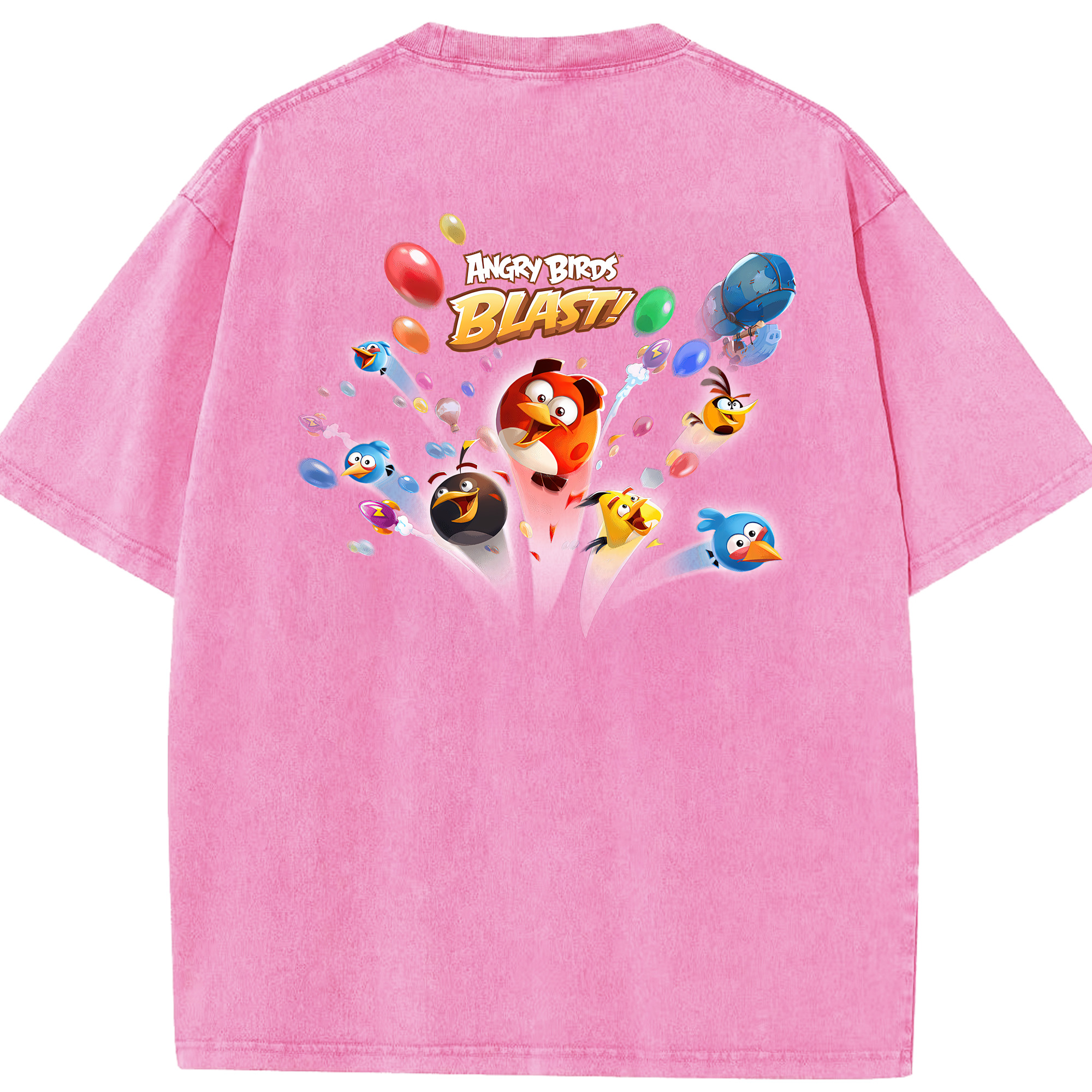 （画像用） Angry Birds アングリーバード 綿100% ヴィンテージ風 半袖Tシャツ（背面プリント）